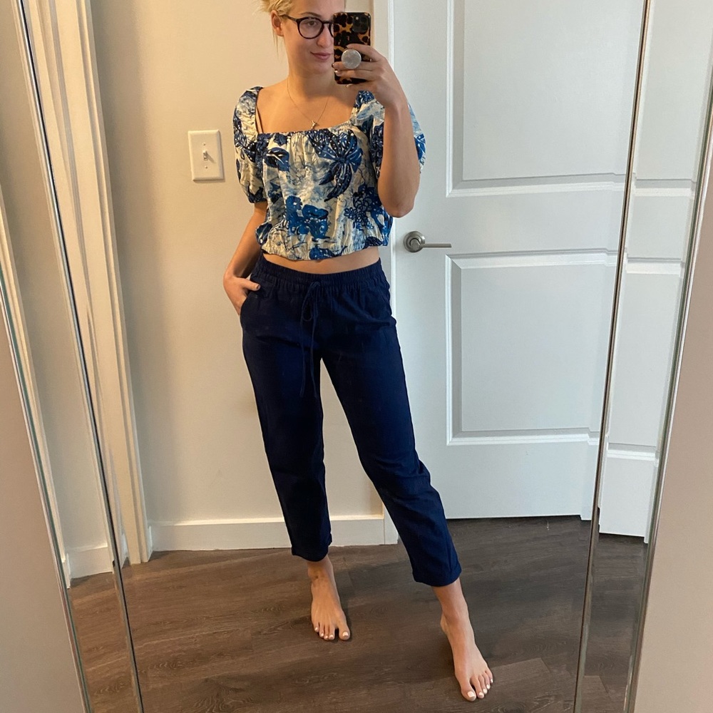 J. CREW Navy Blue Linen Pants